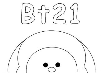 Teckningsbok som ler BT21 utskrivbar för barn
