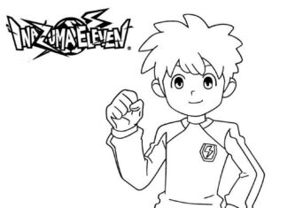 väritys hymyilevä poika Inazuma yhdestätoista tulostettava sarjakuva