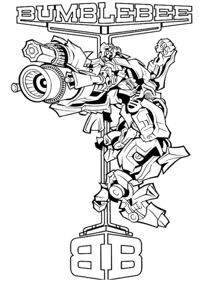 Färgblad av den beväpnade roboten från tecknade serien