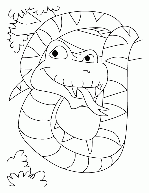 printable coloring book snake in the bushes