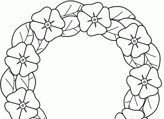 coloring page garland of red poppies