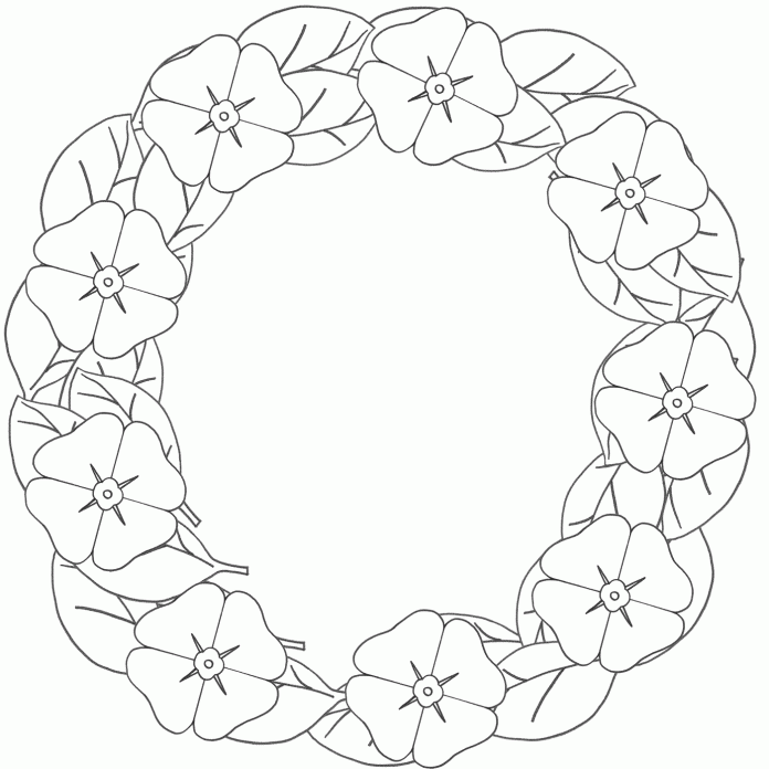 Printable field wreath coloring book for girls