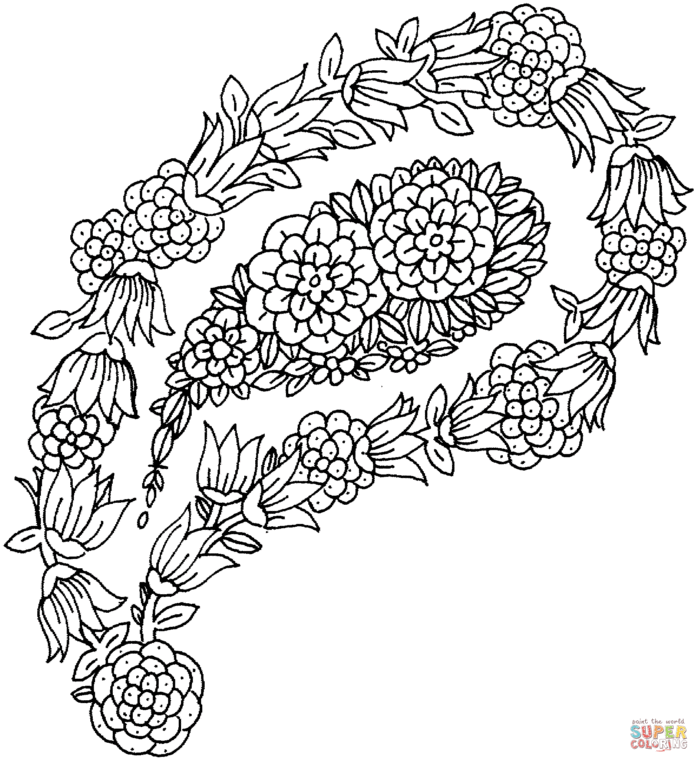 coloring page wreath of field flowers