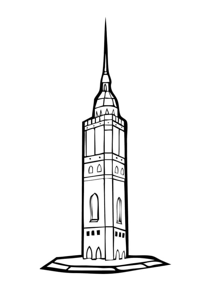 lámina para colorear de la torre de Estocolmo