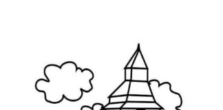 coloring page clock tower in the clouds big ben London