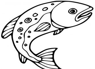 Printable coloring book twisted fish on water
