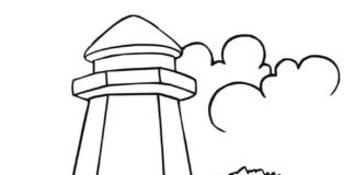 Printable tall lighthouse coloring book