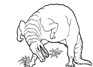 malebog af en forskrækket ankylosaurus