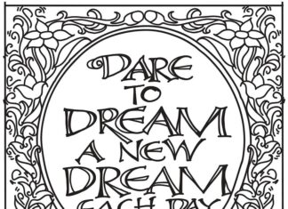 Coloring book patterns and lettering dare to dream a new dream catch day