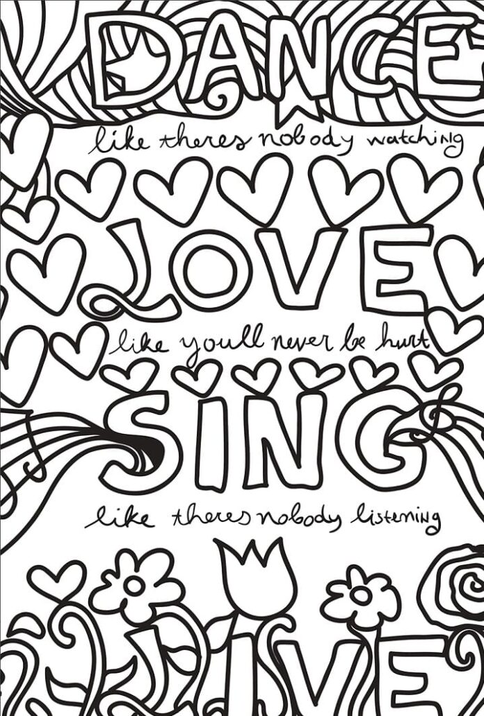 coloring book patterns and lettering