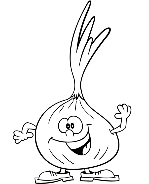 coloring page happy onion character