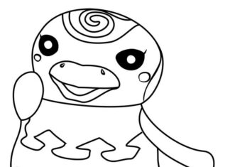 színező lap egy boldog animal crossing játék karaktere