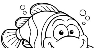 coloring page happy clownfish