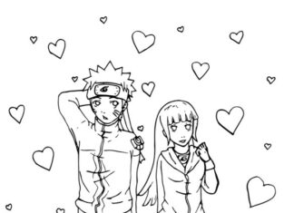 coloring page of characters in love