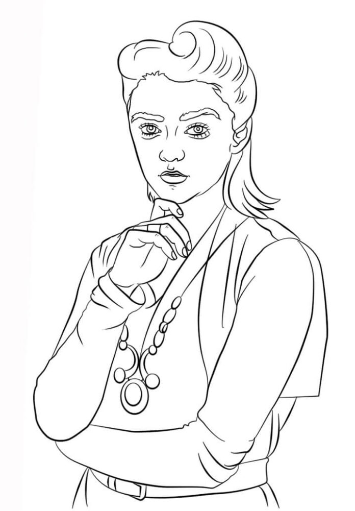 A coloring book of a thoughtful fairy tale character