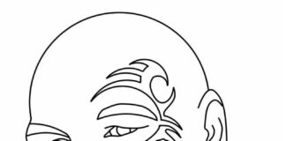 Coloring page of sports athlete in a Mike Tyson suit