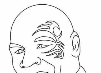 Coloring page of sports athlete in a Mike Tyson suit
