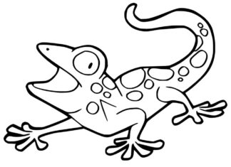 Printable coloring book of a puzzled lizard with spots