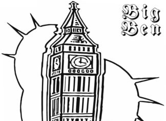 färgsida klocka i solen Big Ben