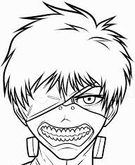 página de coloração do personagem de desenho animado maligno Tokyo Ghoul