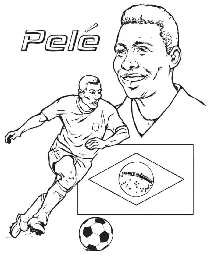 värityskirja kuuluisasta jalkapallotähdestä Peleestä