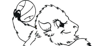 coloring page animal throwing ball