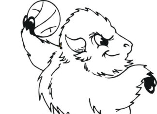 coloring page animal throwing ball