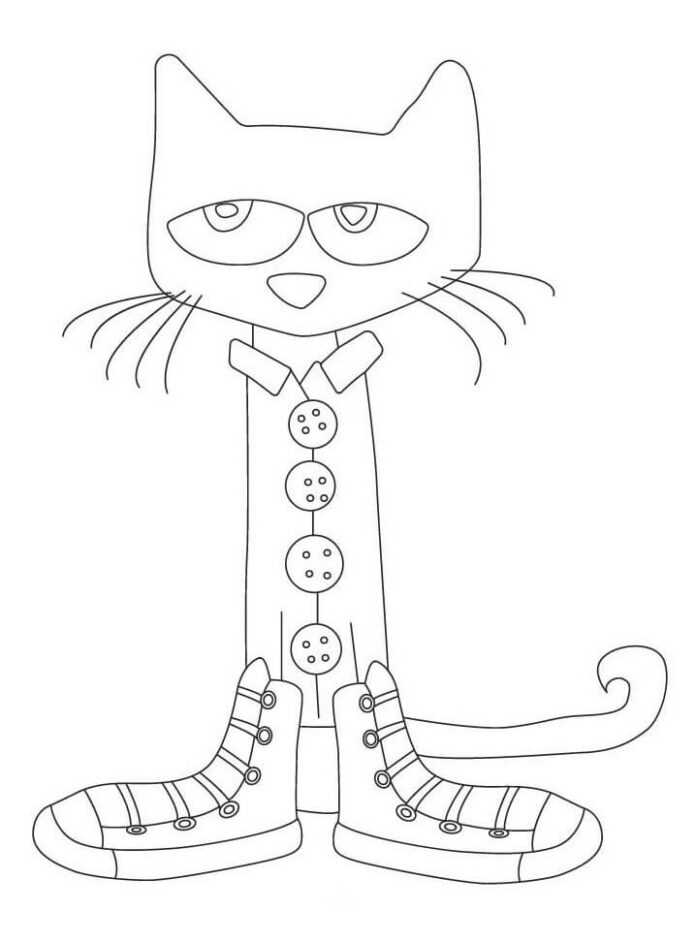 coloring book cat in shirt and shoes