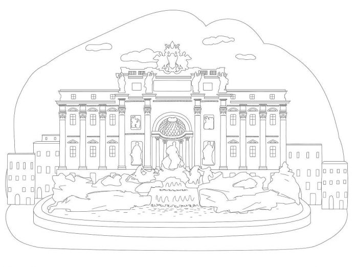 Coloring page Trevi Fountain in Rome