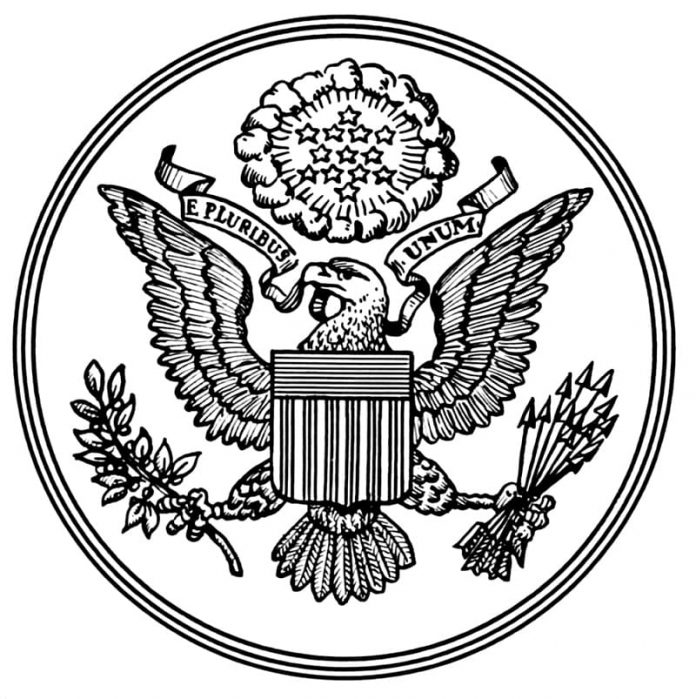 Libro da colorare stampabile dell'emblema degli Stati Uniti