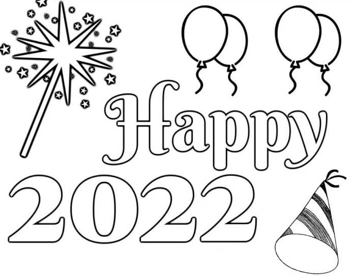 Feuille de coloriage Happy 2022