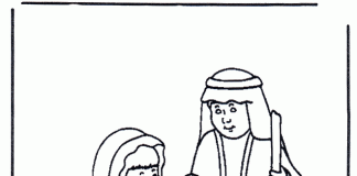 Coloring page Jesus in the nativity scene