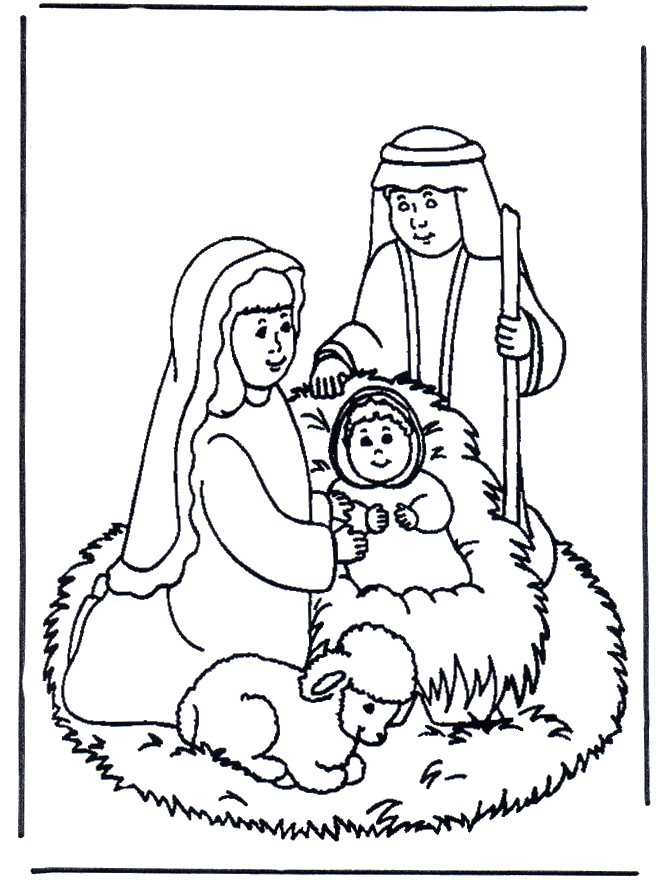 Színező lap Jézus a születési jelenetben