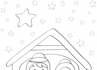 Coloring page of Jesus with his parents