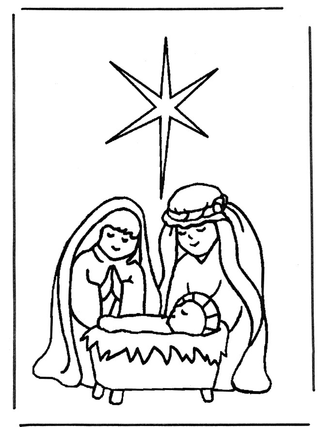 Folha para colorir Jesus com a Estrela de Belém