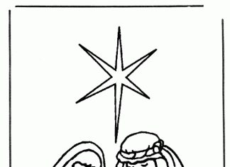 Ausmalbild Jesus mit dem Stern von Bethlehem