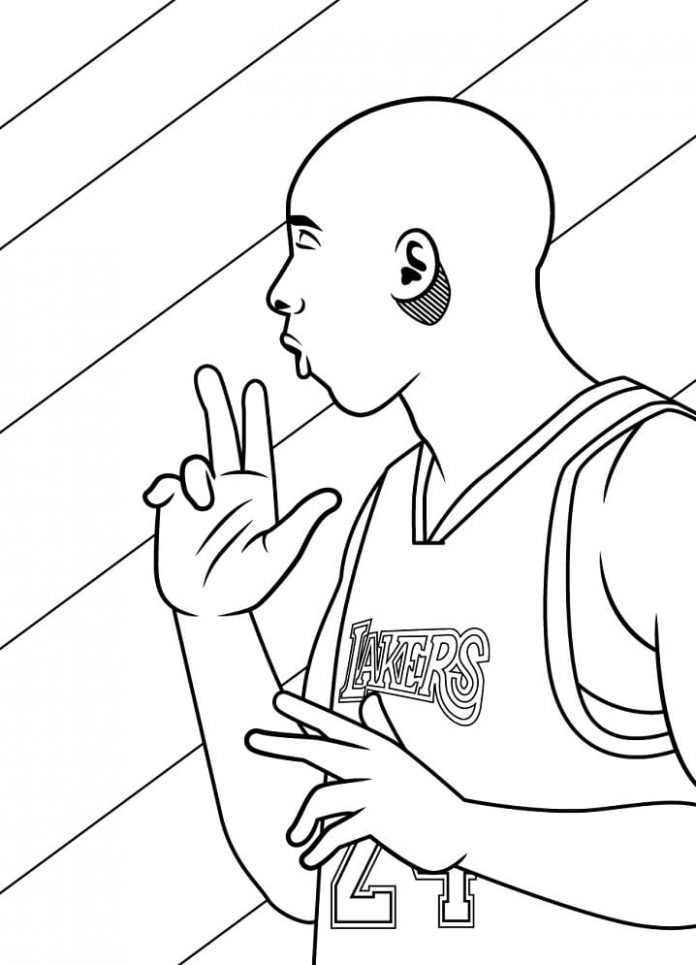 Pagina da colorare di Kobe in maglia da basket