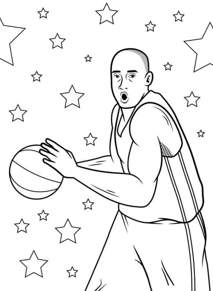 Colorear Kobe alrededor de las estrellas imprimible