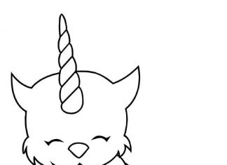 Pagina da colorare Gatto unicorno si lecca