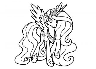Värityskirja Prinsessa Celestia minun pikku poni