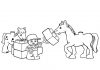 Feuille de coloriage Lego duplo nourrissant le cheval