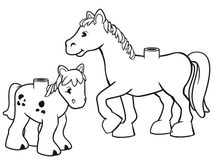 Färgblad Lego duplo hästar