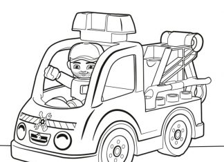 Coloring page Lego duplo car with ladders