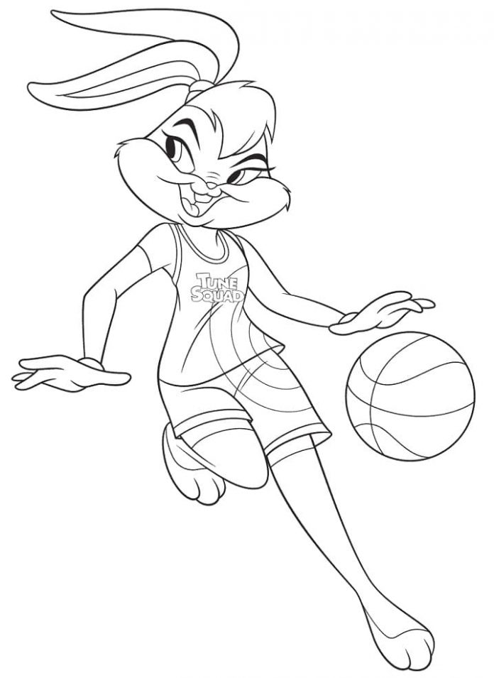 Farvelægning Lola Bunny printbar basketball spil for piger