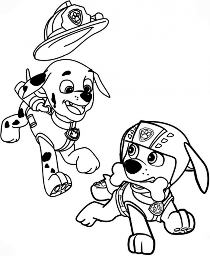 Coloring page Marshall chases a friend