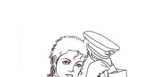 Printable coloring book Micheal jackson pulls down his hat