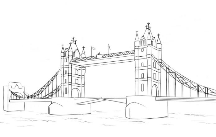 Livro colorido imprimível de London Bridge - Tower Bridge