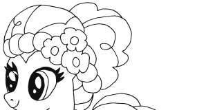 Printable coloring page of Pinkie Pie in a dress