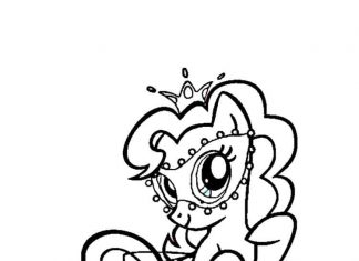Printable coloring book Pinkie Pie with a crown