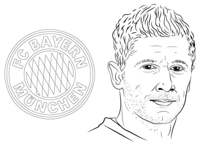 Feuille à colorier imprimable de Robert au Bayern Munich pour garçons